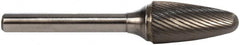 M.A. Ford - 5/8" Cut Diam, 1/4" Shank Diam, Tree with Radius Head Double Cut Burr - Carbide, Radius End, 1" LOC, 3" OAL - Caliber Tooling