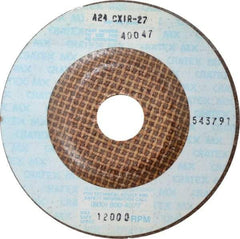 Cratex - 24 Grit, 4-1/2" Wheel Diam, 1/4" Wheel Thickness, 7/8" Arbor Hole, Type 27 Depressed Center Wheel - Aluminum Oxide, Compatible with Angle Grinder - Caliber Tooling