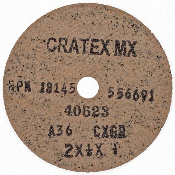 Cratex - 2" Diam 1/4" Hole 36 Grit Fiber Disc - Very Coarse Grade, Aluminum Oxide - Caliber Tooling