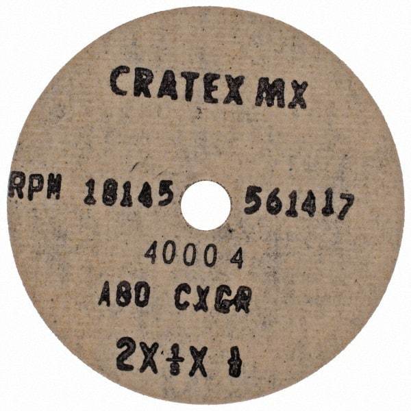 Cratex - 2" Diam 1/4" Hole 80 Grit Fiber Disc - Medium Grade, Aluminum Oxide - Caliber Tooling