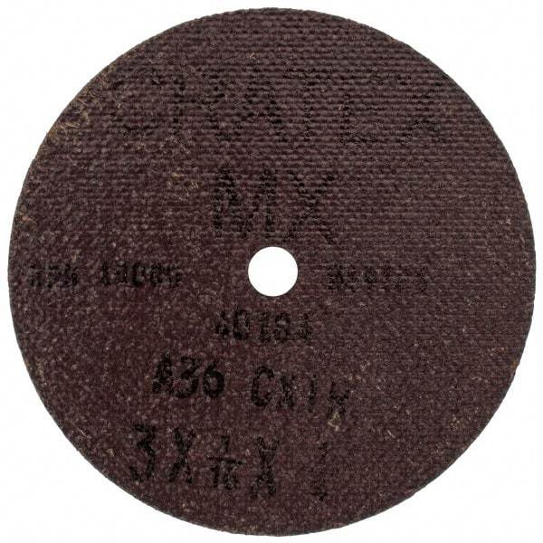 Cratex - 3" Diam 1/4" Hole 36 Grit Fiber Disc - Very Coarse Grade, Aluminum Oxide - Caliber Tooling