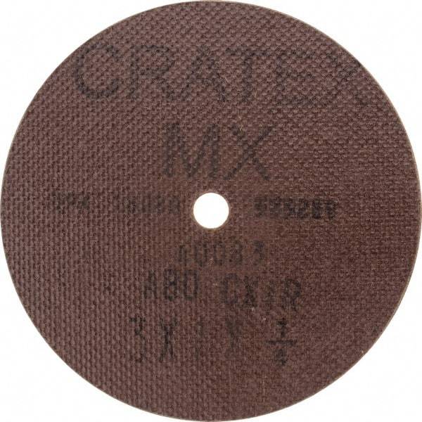 Cratex - 3" Diam 1/4" Hole 80 Grit Fiber Disc - Medium Grade, Aluminum Oxide - Caliber Tooling