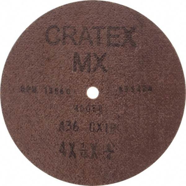 Cratex - 4" Diam 1/4" Hole 36 Grit Fiber Disc - Very Coarse Grade, Aluminum Oxide - Caliber Tooling