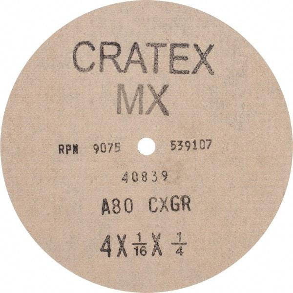 Cratex - 4" Diam 1/4" Hole 80 Grit Fiber Disc - Medium Grade, Aluminum Oxide - Caliber Tooling