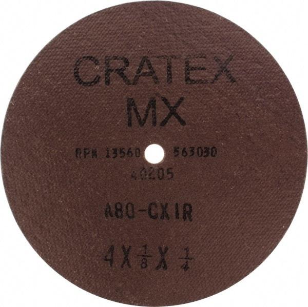 Cratex - 4" Diam 1/4" Hole 80 Grit Fiber Disc - Medium Grade, Aluminum Oxide - Caliber Tooling