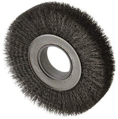 Weiler - 7" OD, 2" Arbor Hole, Crimped Steel Wheel Brush - 1-1/4" Face Width, 1-5/8" Trim Length, 0.0118" Filament Diam, 6,000 RPM - Caliber Tooling