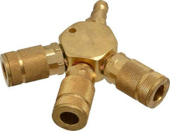 Value Collection - 1/4" Inlet, 1/4" Outlet Manifold - 4-1/2" Long x 0.88" Wide x 4-5/8" High, 1 Inlet Port, 3 Outlet Ports - Caliber Tooling