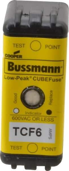 Cooper Bussmann - 300 VDC, 600 VAC, 6 Amp, Time Delay General Purpose Fuse - Plug-in Mount, 2-7/64" OAL, 100 at DC, 200 (CSA RMS), 300 (UL RMS) kA Rating - Caliber Tooling