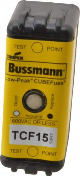 Cooper Bussmann - 300 VDC, 600 VAC, 15 Amp, Time Delay General Purpose Fuse - Plug-in Mount, 1-7/8" OAL, 100 at DC, 200 (CSA RMS), 300 (UL RMS) kA Rating - Caliber Tooling