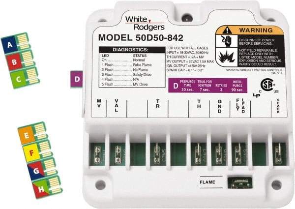 White-Rodgers - 24 VAC, 0.25 Amp, Universal Direct Spark Ignition Control - For Use with Gas Fired Nonintegrated, Forced Air Furnaces, Boilers & Cooking Appliances - Caliber Tooling