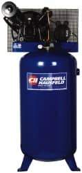 Campbell Hausfeld - 5 hp, 80 Gal Stationary Electric Vertical Air Compressor - Single Phase, 175 Max psi, 13.7 CFM, 230 Volt - Caliber Tooling