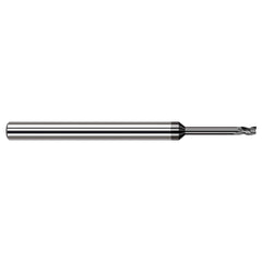 Square End Mill: 1/64'' Dia, 1/32'' LOC, 1/8'' Shank Dia, 2-1/2'' OAL, 3 Flutes, Solid Carbide Single End, Amorphous Diamond Finish, Spiral Flute, 30 ° Helix, Centercutting, RH Cut, RH Flute