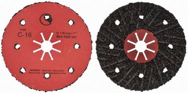 Value Collection - 7" Diam 7/8" Hole 16 Grit Fiber Disc - Very Coarse Grade, Silicon Carbide, 8,000 Max RPM - Caliber Tooling