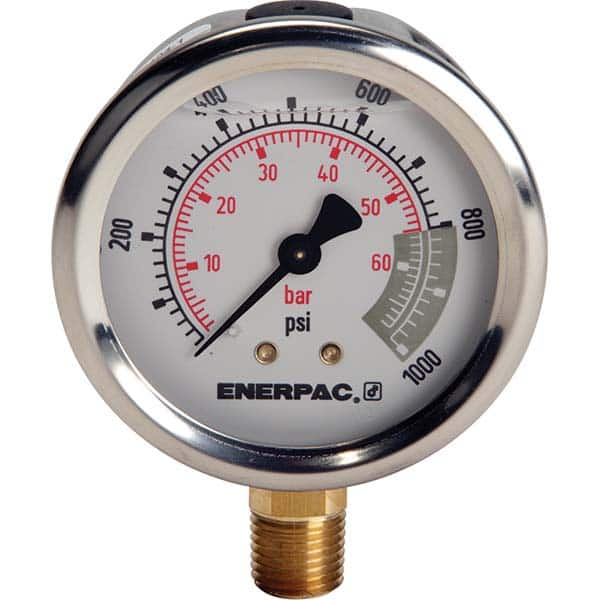 1,,000 psi Glycerine-Filled Hydraulic Pressure Gauge 1/4 NPTF Gauge Connection, 2-1/2″ Face Diam