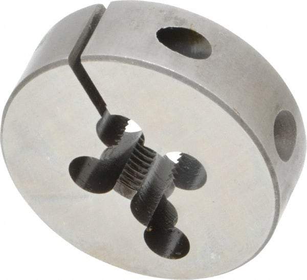 Made in USA - 3/8-24 UNF Thread, 1-1/2" Outside Diam High Speed Steel Round Die - 1/2" Thick, Right Hand Thread, Adjustable - Exact Industrial Supply