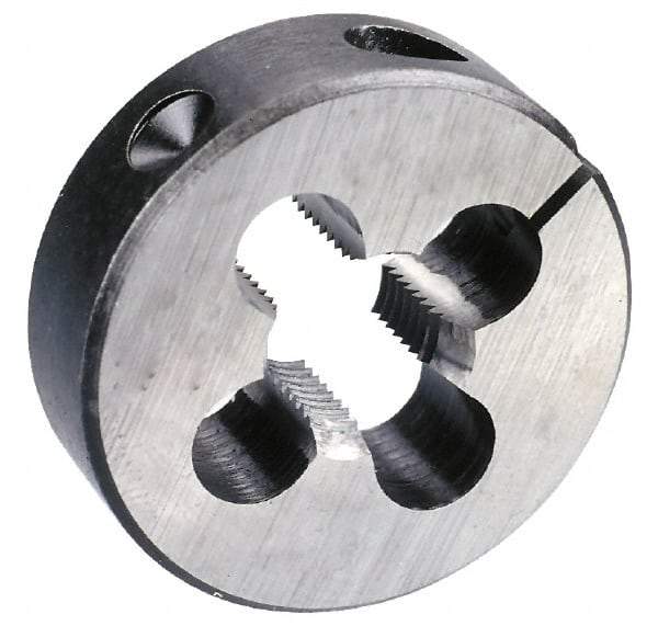 Made in USA - #4-48 UNF Thread, 13/16" Outside Diam High Speed Steel Round Die - 1/4" Thick, Right Hand Thread, Adjustable - Exact Industrial Supply