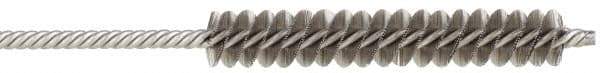 Made in USA - 1/4" Diam Helical Stainless Steel Tube Brush - Double Spiral, 0.005" Filament Diam, 1-1/2" Brush Length, 4" OAL, 0.091" Diam Stainless Steel Shank - Caliber Tooling