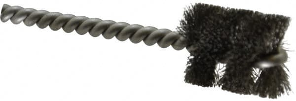 Made in USA - 7/8" Diam Helical Stainless Steel Tube Brush - Single Spiral, 0.006" Filament Diam, 1" Brush Length, 3-1/2" OAL, 0.213" Diam Stainless Steel Shank - Caliber Tooling