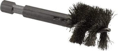 Made in USA - 3/4 Inch Inside Diameter, 7/8 Inch Actual Brush Diameter, Stainless Steel, Power Fitting and Cleaning Brush - 1/4 Shank Diameter, 2-3/4 Inch Long, Hex Shaft Stem - Caliber Tooling