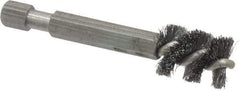 Made in USA - 3/8 Inch Inside Diameter, 1/2 Inch Actual Brush Diameter, Carbon Steel, Power Fitting and Cleaning Brush - 1/4 Shank Diameter, 2-3/4 Inch Long, Hex Shaft Stem - Caliber Tooling