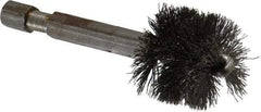 Made in USA - 3/4 Inch Inside Diameter, 7/8 Inch Actual Brush Diameter, Carbon Steel, Power Fitting and Cleaning Brush - 1/4 Shank Diameter, 2-3/4 Inch Long, Hex Shaft Stem - Caliber Tooling