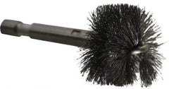 Made in USA - 1 Inch Inside Diameter, 1-1/8 Inch Actual Brush Diameter, Carbon Steel, Power Fitting and Cleaning Brush - 1/4 Shank Diameter, 2-3/4 Inch Long, Hex Shaft Stem - Caliber Tooling