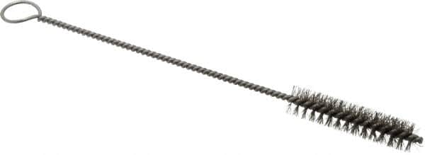 PRO-SOURCE - 2-1/2" Long x 9/16" Diam Stainless Steel Twisted Wire Bristle Brush - Single Spiral, 9" OAL, 0.008" Wire Diam, 0.142" Shank Diam - Caliber Tooling