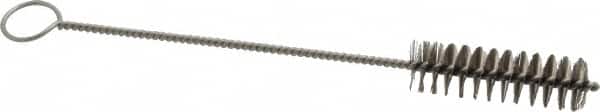 PRO-SOURCE - 2-1/2" Long x 3/4" Diam Stainless Steel Twisted Wire Bristle Brush - Single Spiral, 9" OAL, 0.008" Wire Diam, 0.142" Shank Diam - Caliber Tooling