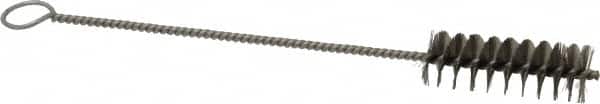 PRO-SOURCE - 2-1/2" Long x 13/16" Diam Stainless Steel Twisted Wire Bristle Brush - Single Spiral, 9" OAL, 0.008" Wire Diam, 0.142" Shank Diam - Caliber Tooling