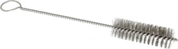 PRO-SOURCE - 3" Long x 1" Diam Stainless Steel Twisted Wire Bristle Brush - Single Spiral, 10" OAL, 0.008" Wire Diam, 0.162" Shank Diam - Caliber Tooling