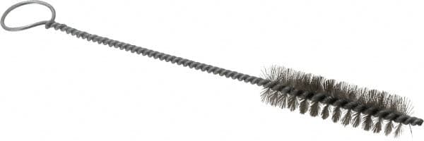 PRO-SOURCE - 2-1/2" Long x 13/16" Diam Stainless Steel Twisted Wire Bristle Brush - Single Spiral, 9" OAL, 0.008" Wire Diam, 0.142" Shank Diam - Caliber Tooling