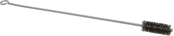 Made in USA - 2-1/2" Long x 1" Diam Stainless Steel Twisted Wire Bristle Brush - Double Spiral, 18" OAL, 0.006" Wire Diam, 0.235" Shank Diam - Caliber Tooling