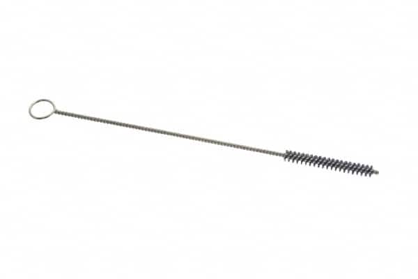 PRO-SOURCE - 1" Long x 1/8" Diam Nylon Bristle Brush - Single Spiral, 4" OAL, 0.003" Filament Diam, 0.051" Shank Diam - Caliber Tooling