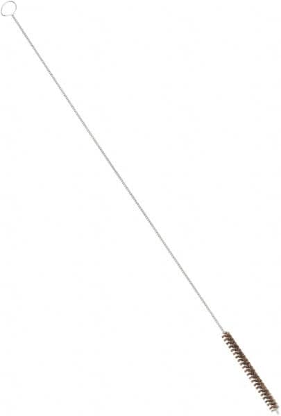 PRO-SOURCE - 4" Long x 3/8" Diam Horsehair Bristle Brush - Single Spiral, 26" OAL, 0.008" Filament Diam, 0.13" Shank Diam - Caliber Tooling