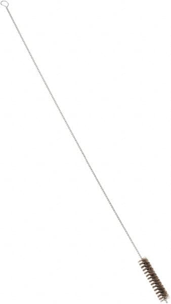 PRO-SOURCE - 4-1/2" Long x 1" Diam Horsehair Bristle Brush - Single Spiral, 40-1/2" OAL, 0.008" Filament Diam, 0.187" Shank Diam - Caliber Tooling