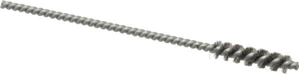 Made in USA - 6mm Diam Helical Stainless Steel Tube Brush - Single Spiral, 0.003" Filament Diam, 1" Brush Length, 4" OAL, 0.11" Diam Stainless Steel Shank - Caliber Tooling