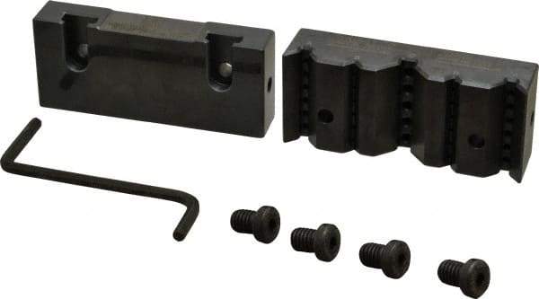 Snap Jaws - 4" Wide x 1-3/4" High x 1" Thick, V-Groove Vise Jaw - Steel, Fixed Jaw, Compatible with 4" Vises - Caliber Tooling