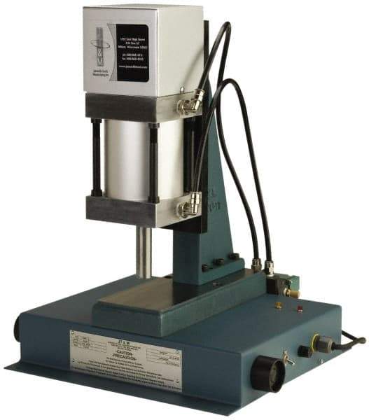 JT&M - 1" Ram, 4-13/16" Throat Depth, 2,350 Lb Pneumatic Arbor Press - 5-3/4" Max Work Height x 14-1/4" Max Work Width, 18.38" Base Width x 18.62" Base Depth - Caliber Tooling