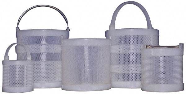 Made in USA - Round Polypropylene Dipping Basket - 3/32" Perforation, 6" Wide - Caliber Tooling