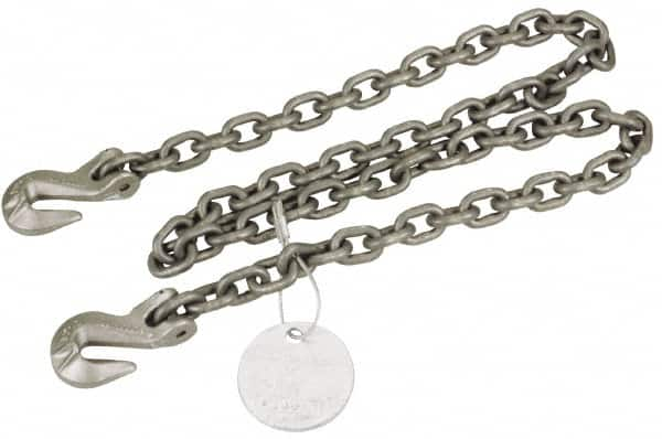 Pewag - 10' Long, 12,000 Lb Basket Capacity, 12,000 Lb Vertical Capacity, Alloy Steel Web Sling - SGG Chain Sling, 1/2" Diam Chain, Silver (Color), with 2 Grab Hooks - Caliber Tooling