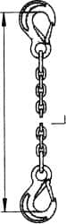 Pewag - 5' Long, 2,200 Lb Basket Capacity, 2,200 Lb Vertical Capacity, Stainless Steel Web Sling - SSS Chain Sling, 9/32" Diam Chain, Bright Polish, with 2 Sling Hooks - Caliber Tooling