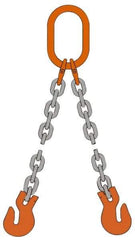 Pewag - 10' Long, 20,800 Lb Basket Capacity, 20,800 Lb Vertical Capacity, Alloy Steel Web Sling - DOG Chain Sling, 1/2" Diam Chain, Silver (Color), with 2 Grab Hooks & Master Link - Caliber Tooling