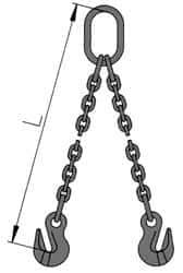 Pewag - 5' Long, 20,800 Lb Basket Capacity, 20,800 Lb Vertical Capacity, Alloy Steel Web Sling - DOG Chain Sling, 1/2" Diam Chain, Silver (Color), with 2 Grab Hooks & Master Link - Caliber Tooling