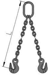 Pewag - 10' Long, 6,100 Lb Basket Capacity, 6,100 Lb Vertical Capacity, Alloy Steel Web Sling - DOG Chain Sling, 9/32" Diam Chain, Silver (Color), with 2 Grab Hooks & Master Link - Caliber Tooling