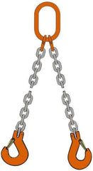 Pewag - 10' Long, 6,100 Lb Basket Capacity, 6,100 Lb Vertical Capacity, Alloy Steel Web Sling - DOS Chain Sling, 9/32" Diam Chain, Silver (Color), with 2 Sling Hooks & Master Link - Caliber Tooling