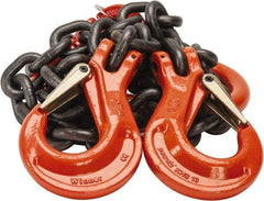 Pewag - 5' Long x 10" Wide, 26,000 Lb Basket Capacity, 26,000 Lb Vertical Capacity, Alloy Steel Web Sling - DOS Chain Sling, 1/2" Diam Chain, Self-Colored, with 2 Sling Hooks & Master Link - Caliber Tooling