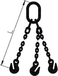 Pewag - 5' Long x 10" Wide, 39,000 Lb Basket Capacity, 39,000 Lb Vertical Capacity, Alloy Steel Web Sling - TOG Chain Sling, 1/2" Diam Chain, Self-Colored, with 3 Grab Hooks & Master Link - Caliber Tooling