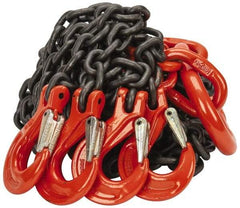 Pewag - 10' Long x 10" Wide, 22,800 Lb Basket Capacity, 22,800 Lb Vertical Capacity, Alloy Steel Web Sling - QOS Chain Sling, 3/8" Diam Chain, Self-Colored, with 4 Sling Hooks & Master Link - Caliber Tooling