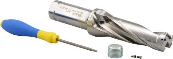 Iscar - 3-3/4" Max Drill Depth, 3xD, 1-1/4" Diam, Indexable Insert Drill - 1-1/4" Shank Diam, Straight Shank - Caliber Tooling