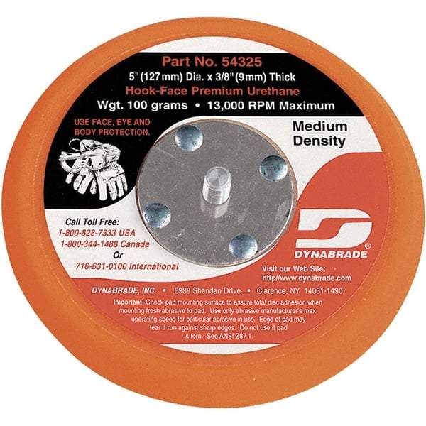 Dynabrade - 5" Diam Hook & Loop Disc Backing Pad - Medium Density, 13,000 RPM - Caliber Tooling